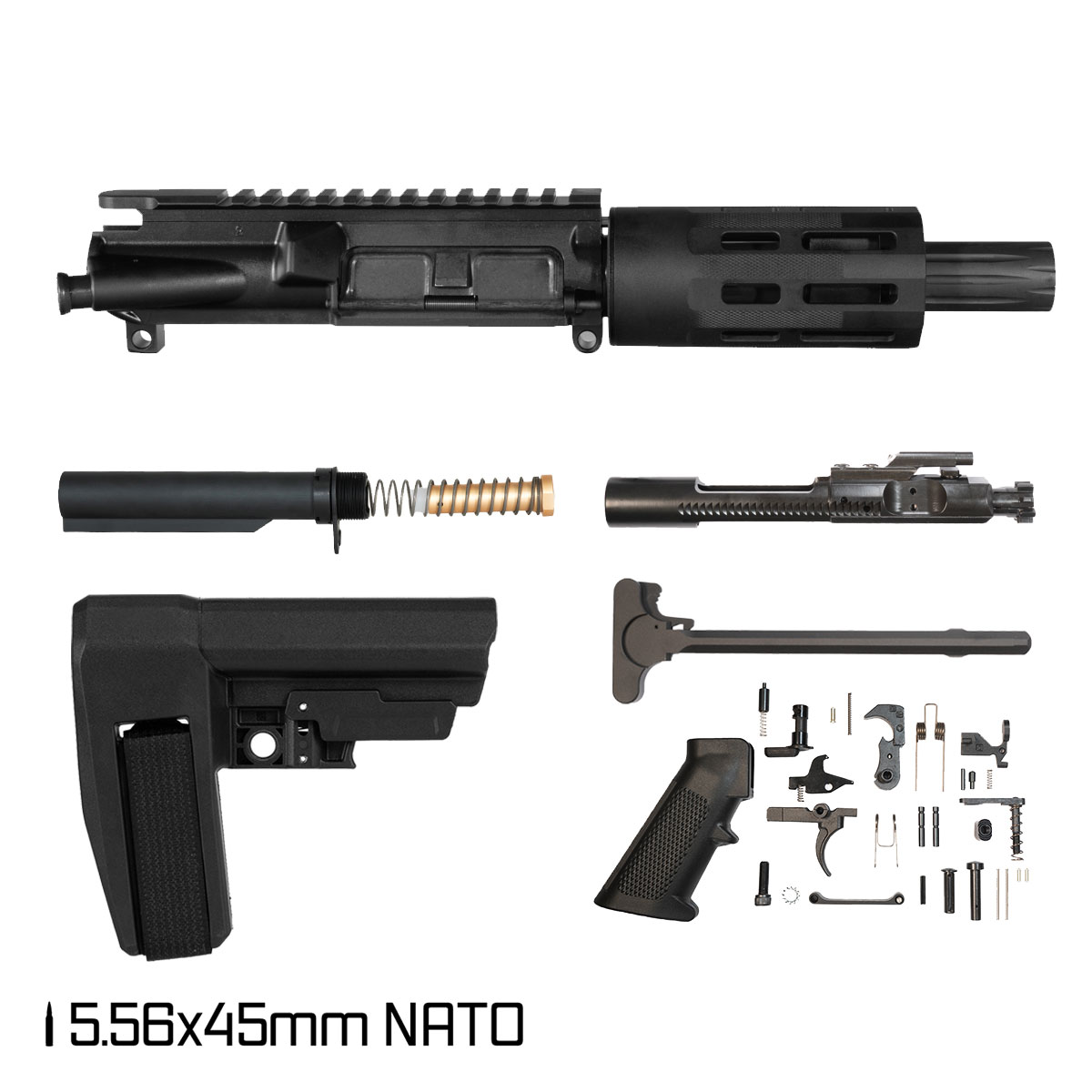 Davidson Defense Shogun w/SBA6 Brace 4.5-inch Micro-Gas 1:7 5.56 NATO AR-15 M-Lok Pistol Full Build Kit