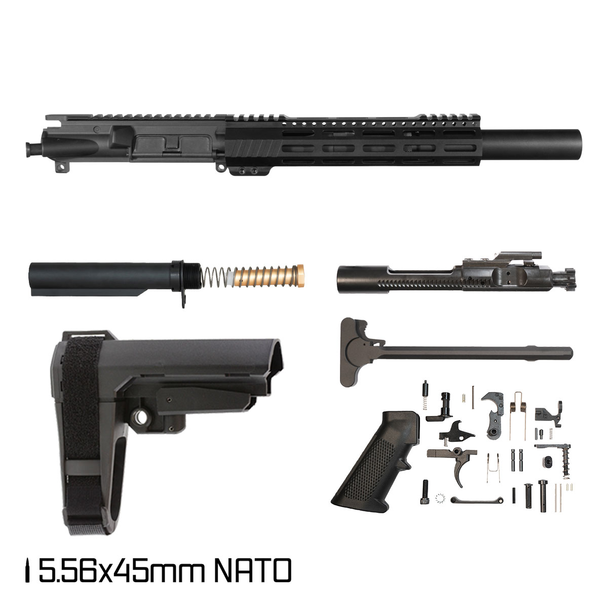 Davidson Defense Aegis Lightweight w/SBA3 Brace 7.5-inch Pistol-Gas 1:7 5.56 NATO AR-15 M-Lok Pistol Full Build Kit