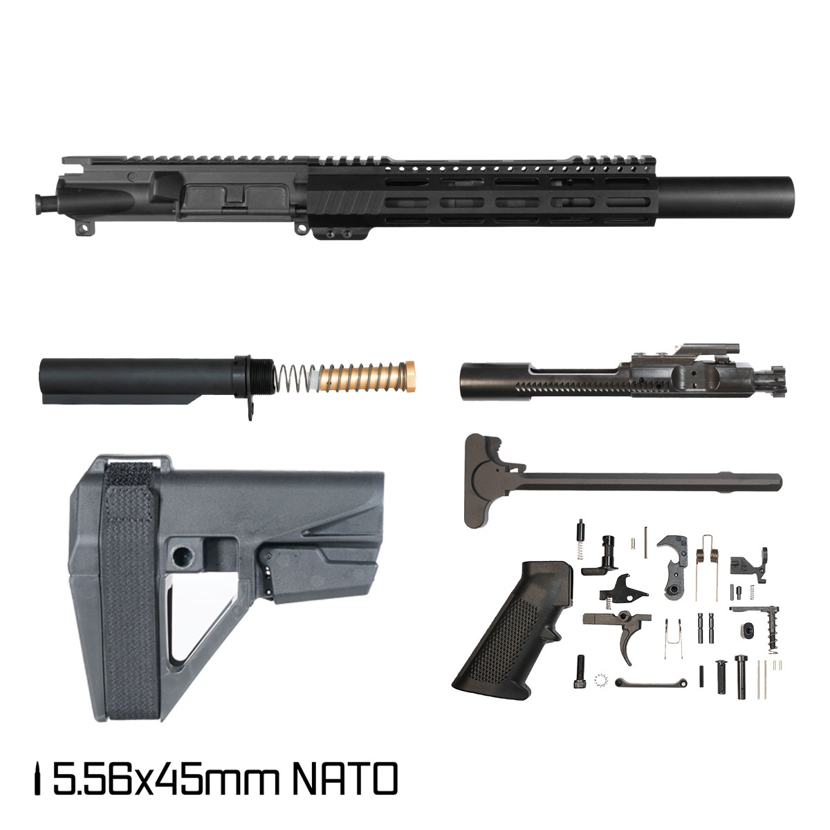 Davidson Defense Aegis Lightweight w/SBA5 Brace 7.5-inch Pistol-Gas 1:7 5.56 NATO AR-15 M-Lok Pistol Full Build Kit