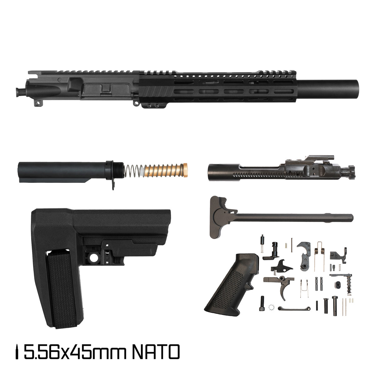 Davidson Defense Aegis Lightweight w/SBA6 Brace 7.5-inch Pistol-Gas 1:7 5.56 NATO AR-15 M-Lok Pistol Full Build Kit