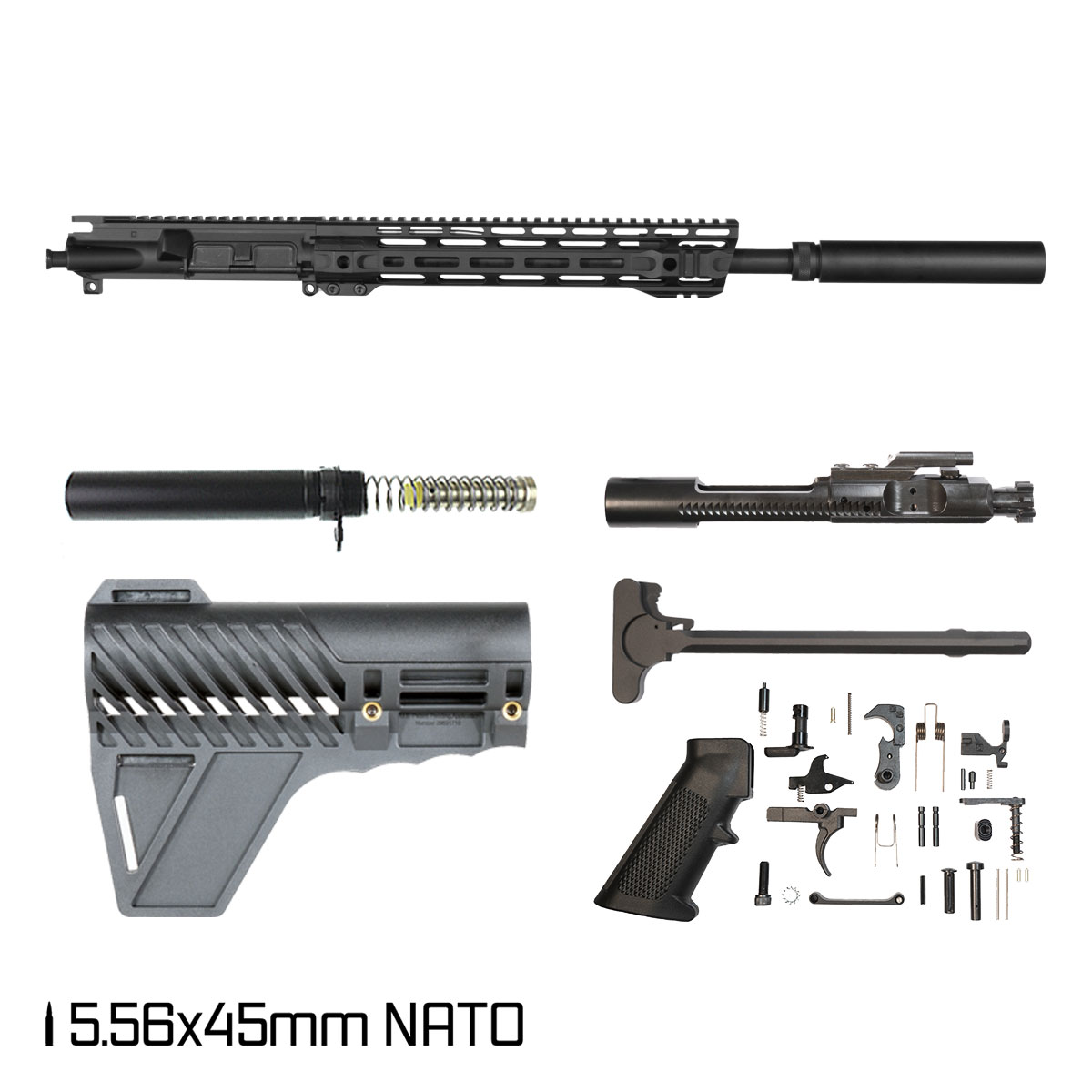 Davidson Defense Peditatus w/Gauntlet Arms Brace 14.5-inch Mid-Gas 1:7 5.56 NATO AR-15 M-Lok Pistol Full Build Kit