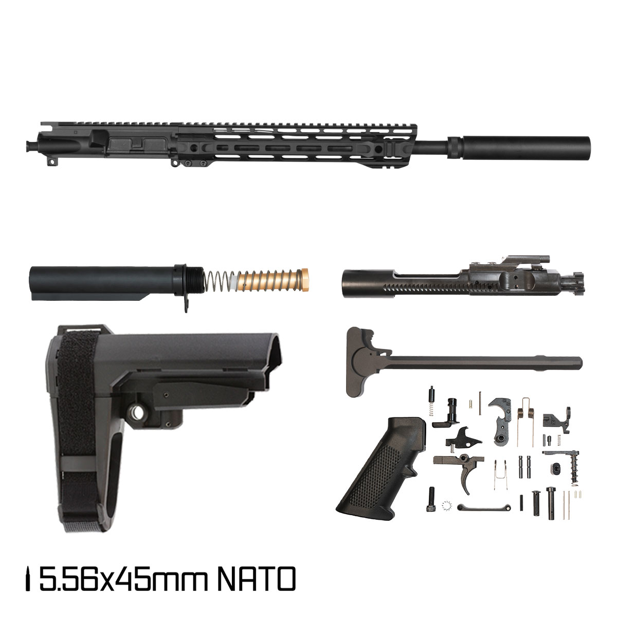 Davidson Defense Peditatus w/SBA3 Brace 14.5-inch Mid-Gas 1:7 5.56 NATO AR-15 M-Lok Pistol Full Build Kit