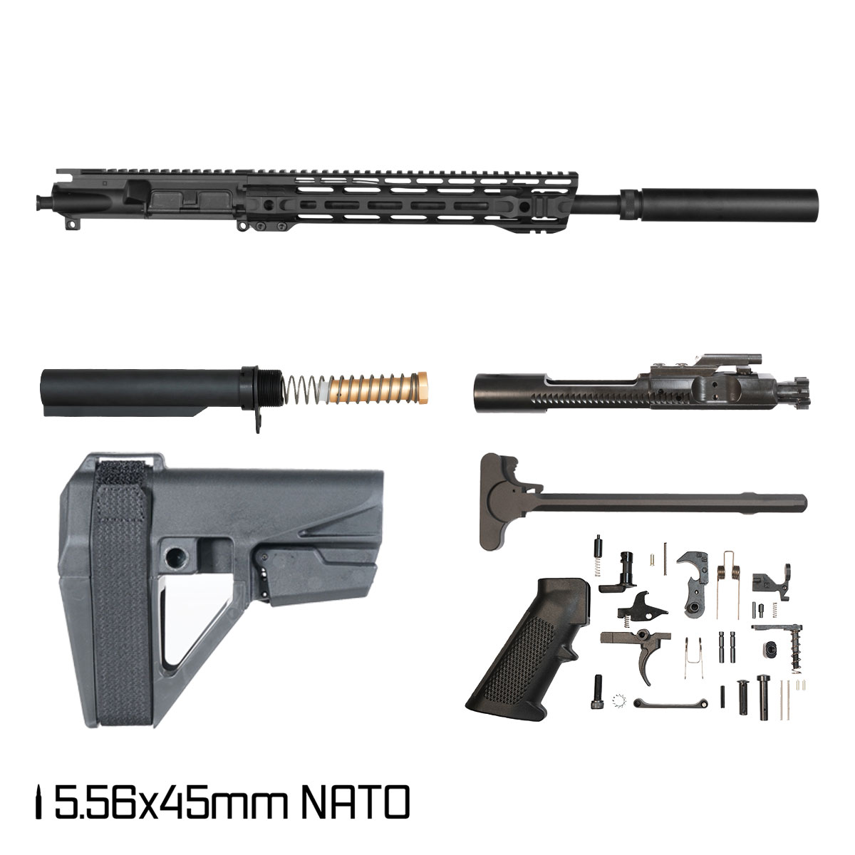 Davidson Defense Peditatus w/SBA5 Brace 14.5-inch Mid-Gas 1:7 5.56 NATO AR-15 M-Lok Pistol Full Build Kit