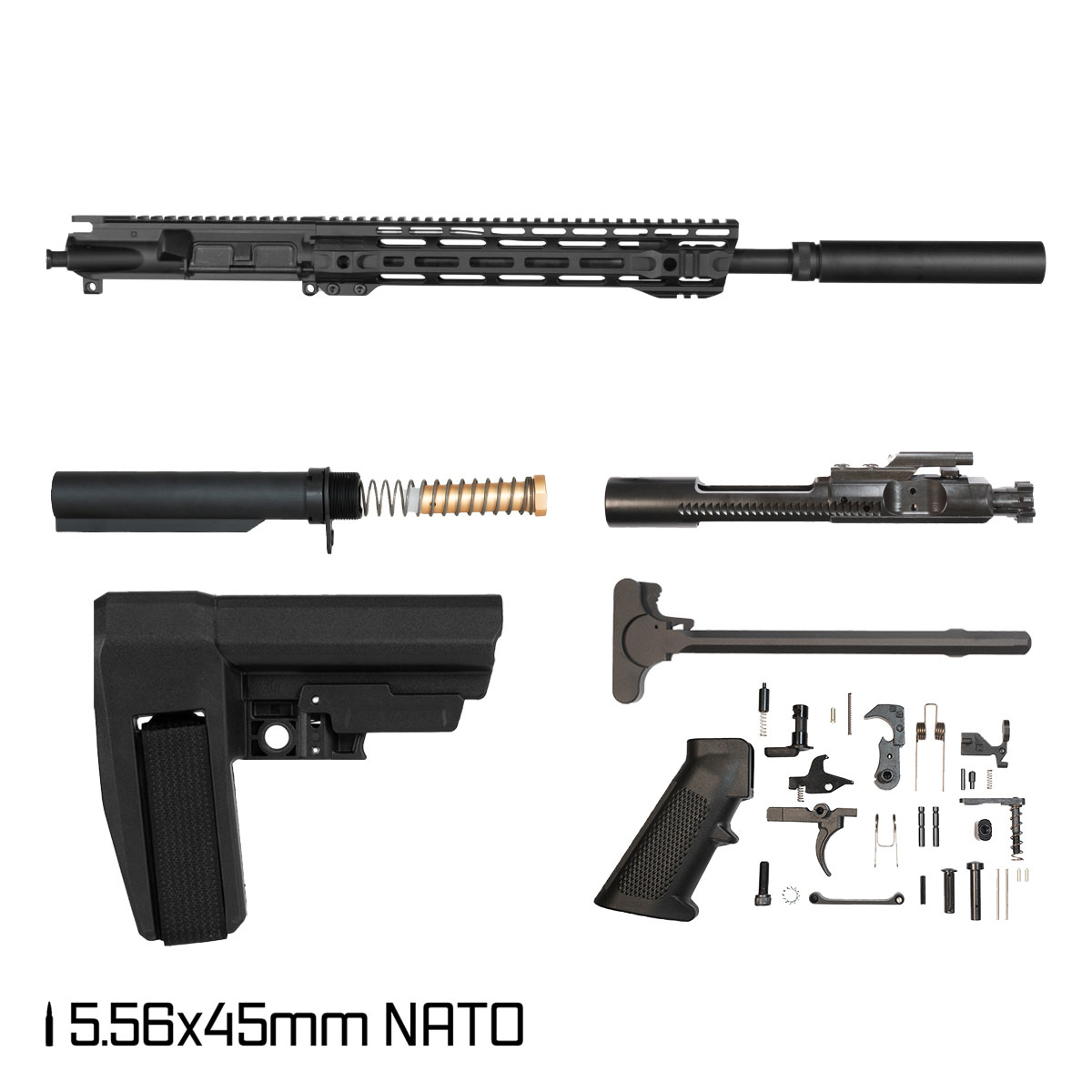 Davidson Defense Peditatus w/SBA6 Brace 14.5-inch Mid-Gas 1:7 5.56 NATO AR-15 M-Lok Pistol Full Build Kit