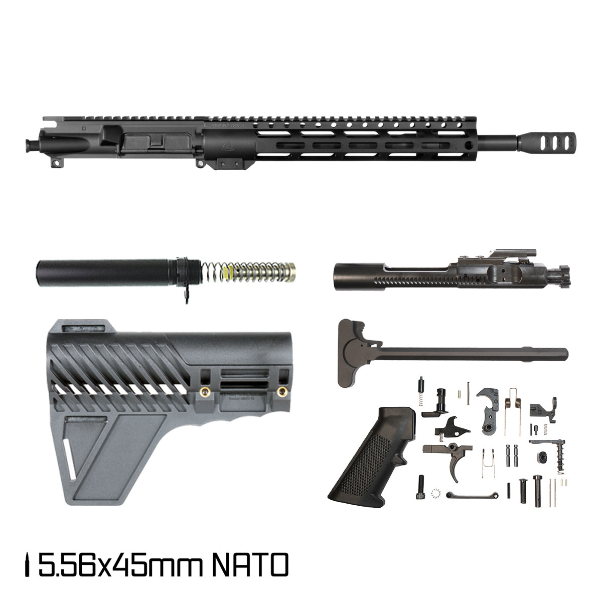 Davidson Defense Exercitus w/Gauntlet Arms Brace 14.5-inch Mid-Gas 1:7 5.56 NATO AR-15 M-Lok Pistol Full Build Kit
