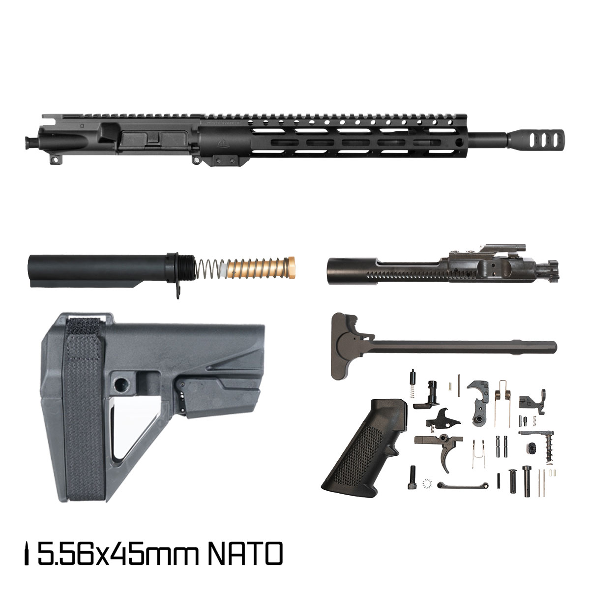 Davidson Defense Exercitus w/SBA5 Brace 14.5-inch Mid-Gas 1:7 5.56 NATO AR-15 M-Lok Pistol Full Build Kit
