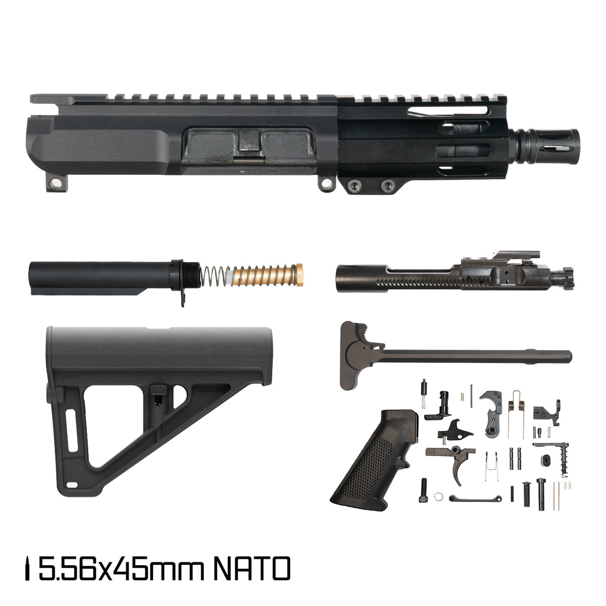 Davidson Defense Privateer w/BTR Brace 4.5-inch Micro-Gas 1:7 5.56 NATO AR-15 M-Lok Pistol Full Build Kit