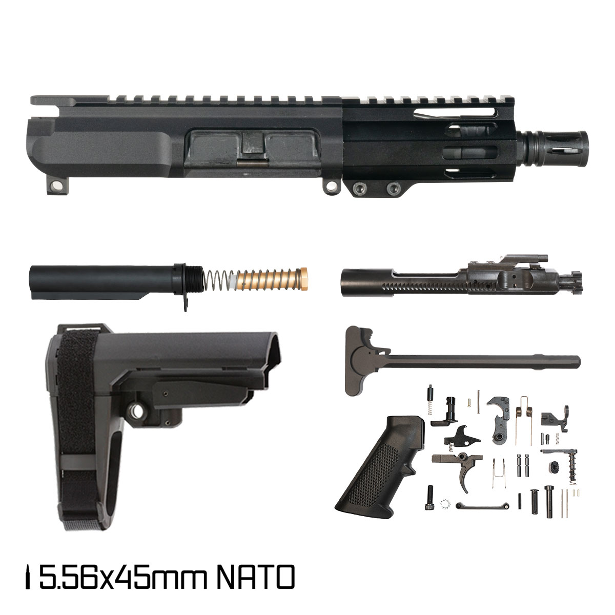 Davidson Defense Privateer w/SBA3 Brace 4.5-inch Micro-Gas 1:7 5.56 NATO AR-15 M-Lok Pistol Full Build Kit