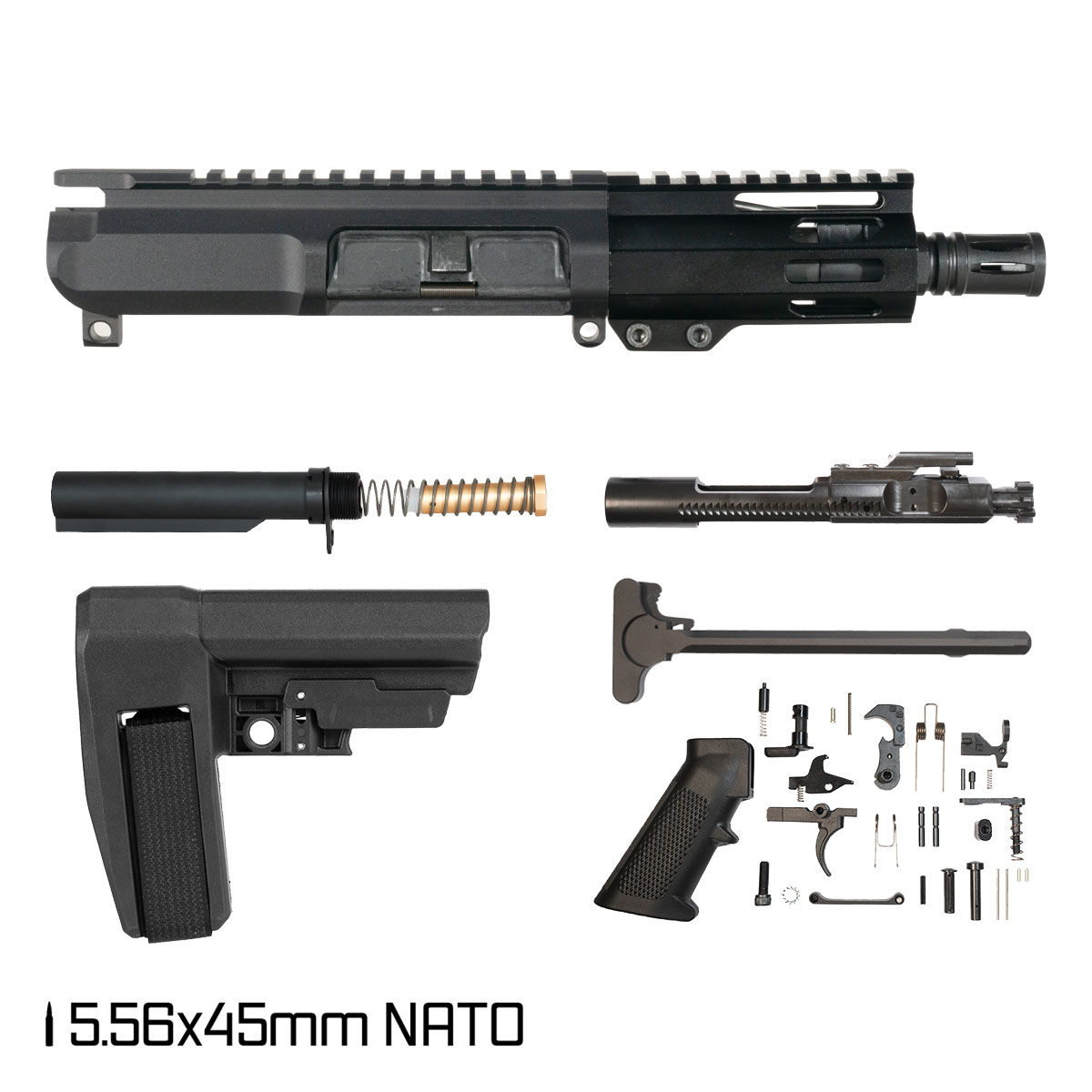 Davidson Defense Privateer w/SBA6 Brace 4.5-inch Micro-Gas 1:7 5.56 NATO AR-15 M-Lok Pistol Full Build Kit