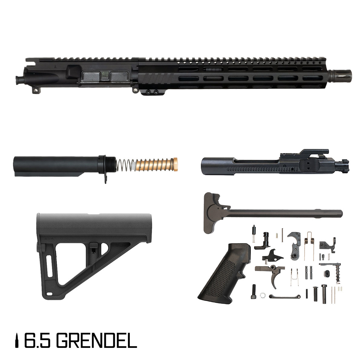 Davidson Defense Aegis w/Magpul BTR Brace 12.5-inch Carbine-Gas 1:8 6.5 Grendel AR-15 Freefloat M-Lok Handguard Pistol Full Build Kit