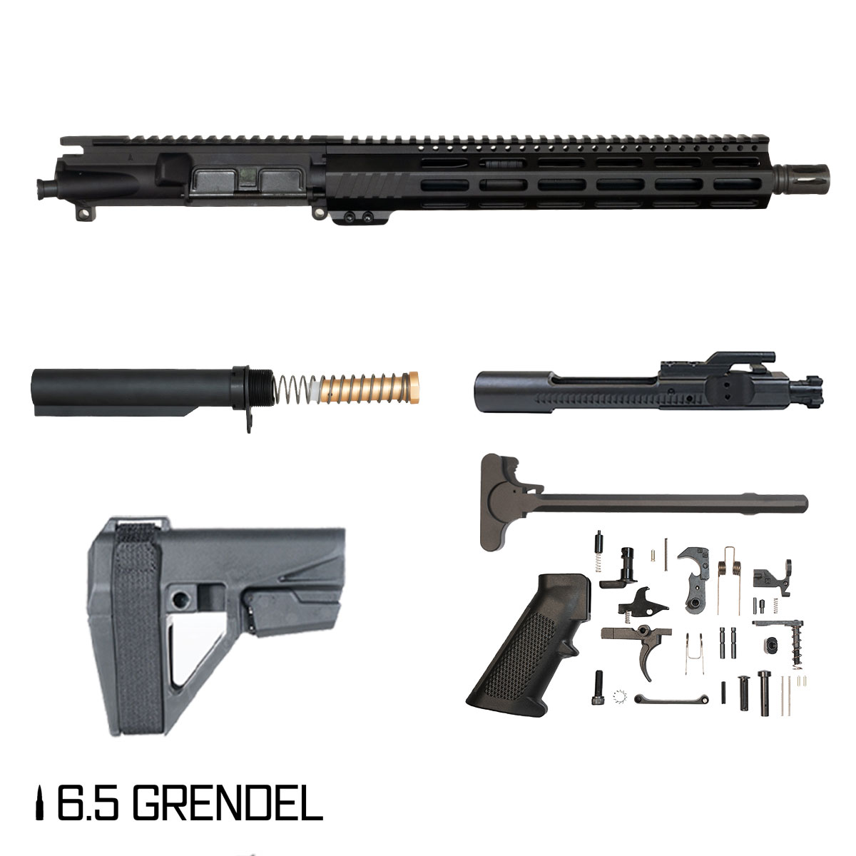 Davidson Defense Aegis w/SBA5 Brace 12.5-inch Carbine-Gas 1:8 6.5 Grendel AR-15 Freefloat M-Lok Handguard Pistol Full Build Kit