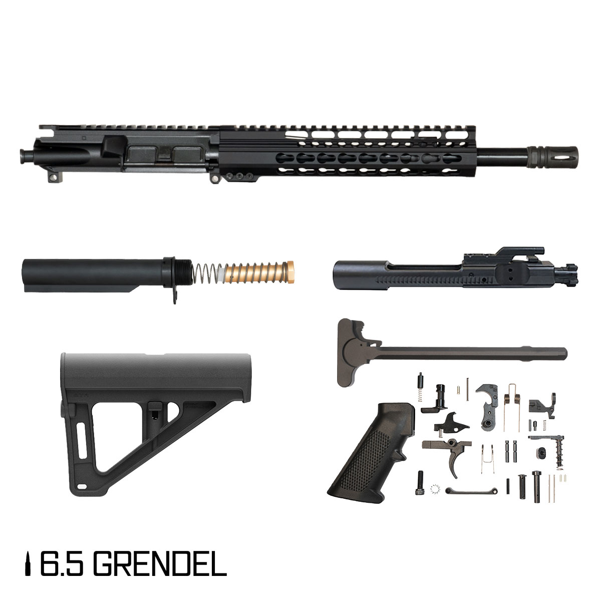 Davidson Defense Ruckus w/Magpul BTR Brace 12.5-inch Carbine-Gas 1:8 6.5 Grendel AR-15 Freefloat Keymod Handguard Pistol Full Build Kit