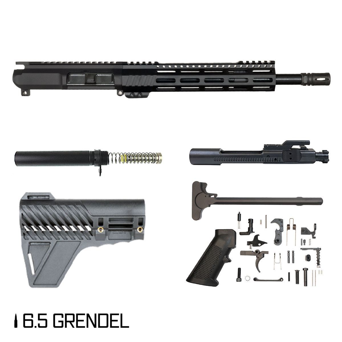 Davidson Defense Sawbreaker w/Gauntlet Arms Brace 12.5-inch Carbine-Gas 1:8 6.5 Grendel AR-15 Freefloat M-Lok Handguard Pistol Full Build Kit