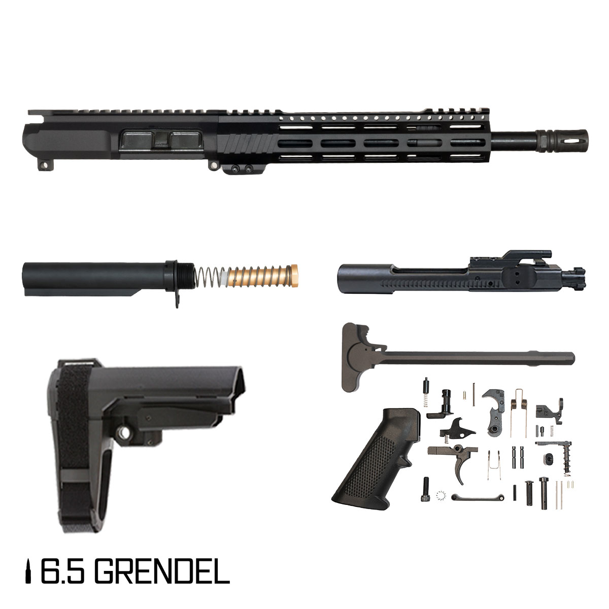 Davidson Defense Sawbreaker w/SBA3 Brace 12.5-inch Carbine-Gas 1:8 6.5 Grendel AR-15 Freefloat M-Lok Handguard Pistol Full Build Kit