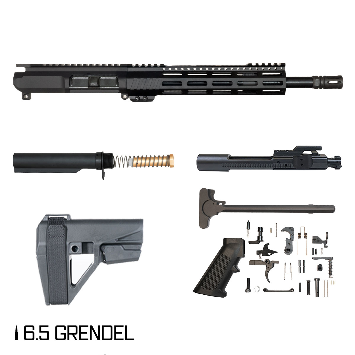 Davidson Defense Sawbreaker w/SBA5 Brace 12.5-inch Carbine-Gas 1:8 6.5 Grendel AR-15 Freefloat M-Lok Handguard Pistol Full Build Kit
