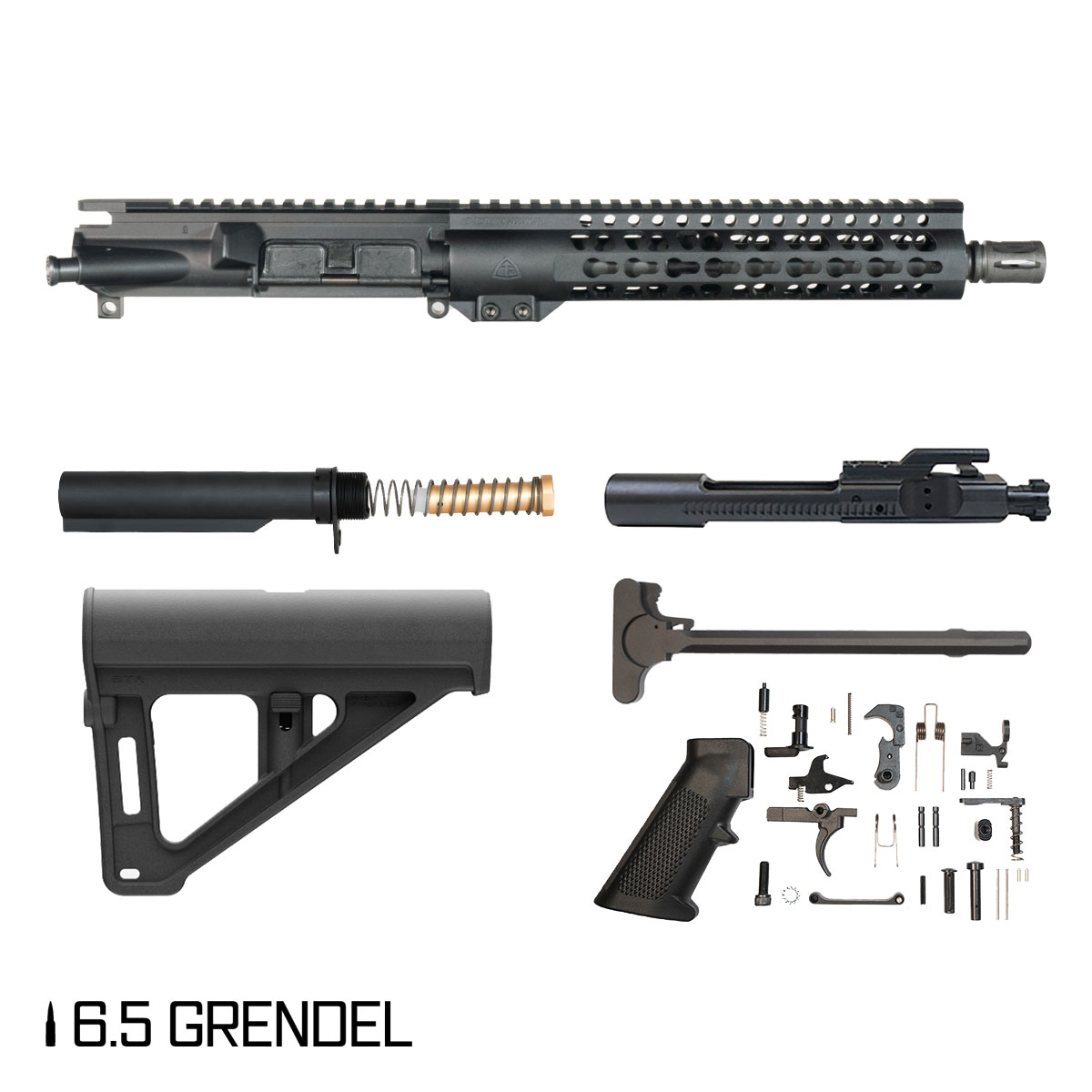 Davidson Defense Warden Patrol w/Magpul BTR Brace 10.5-inch Pistol-Gas 1:8 6.5 Grendel AR-15 Freefloat Keymod Handguard Pistol Full Build Kit