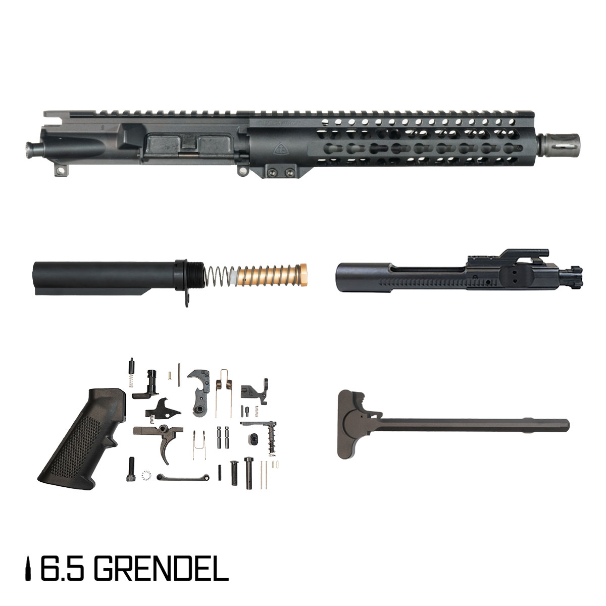 Davidson Defense Warden Patrol 10.5-inch Pistol-Gas 1:8 6.5 Grendel AR-15 Freefloat Keymod Handguard Pistol Full Build Kit, SBR Ready