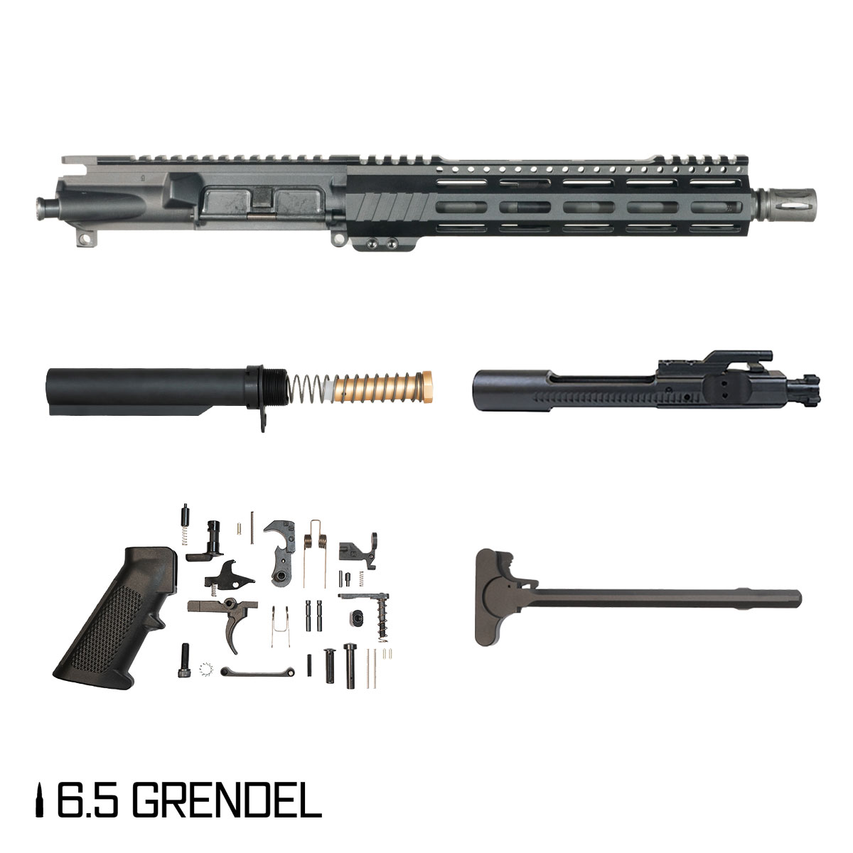 Davidson Defense Aegis Lightweight 10.5-inch Pistol-Gas 1:8 6.5 Grendel AR-15 Freefloat M-Lok Handguard Pistol Full Build Kit, SBR Ready