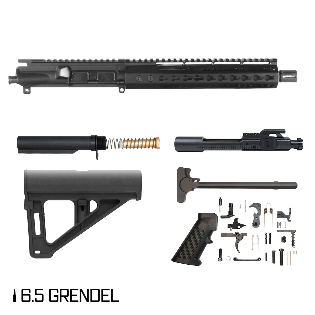 Davidson Defense Warden Duty w/Magpul BTR Brace 10.5-inch Pistol-Gas 1:8 6.5 Grendel AR-15 Freefloat Keymod Handguard Pistol Full Build Kit