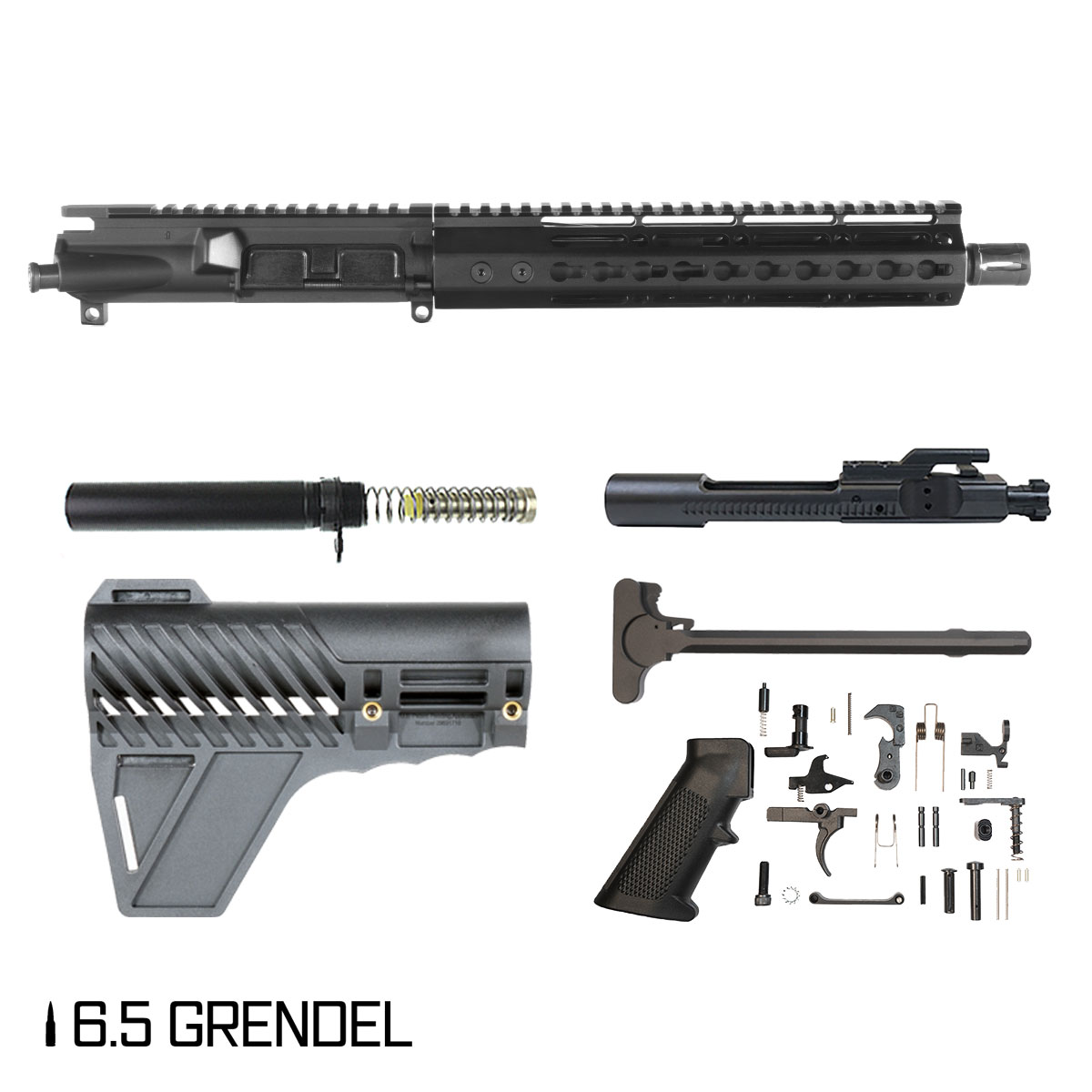 Davidson Defense Warden Duty w/Gauntlet Arms Brace 10.5-inch Pistol-Gas 1:8 6.5 Grendel AR-15 Freefloat Keymod Handguard Pistol Full Build Kit