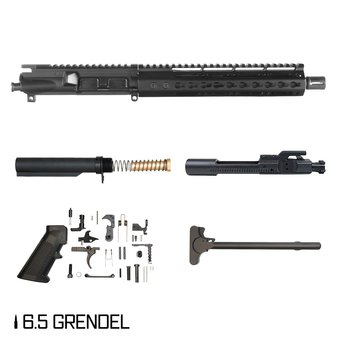 Davidson Defense Warden Duty 10.5-inch Pistol-Gas 1:8 6.5 Grendel AR-15 Freefloat Keymod Handguard Pistol Full Build Kit, SBR Ready