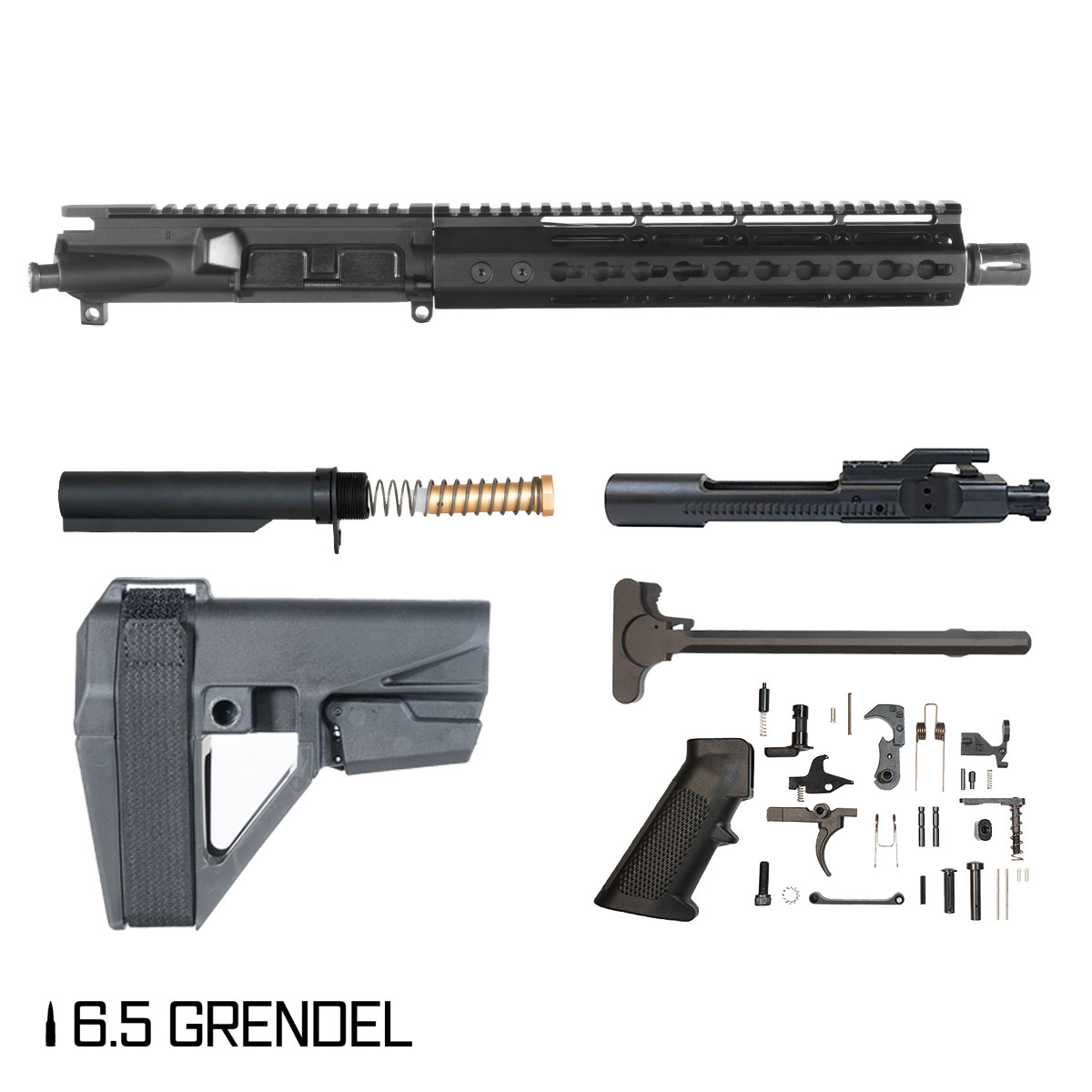 Davidson Defense Warden Duty w/SBA5 Brace 10.5-inch Pistol-Gas 1:8 6.5 Grendel AR-15 Freefloat Keymod Handguard Pistol Full Build Kit