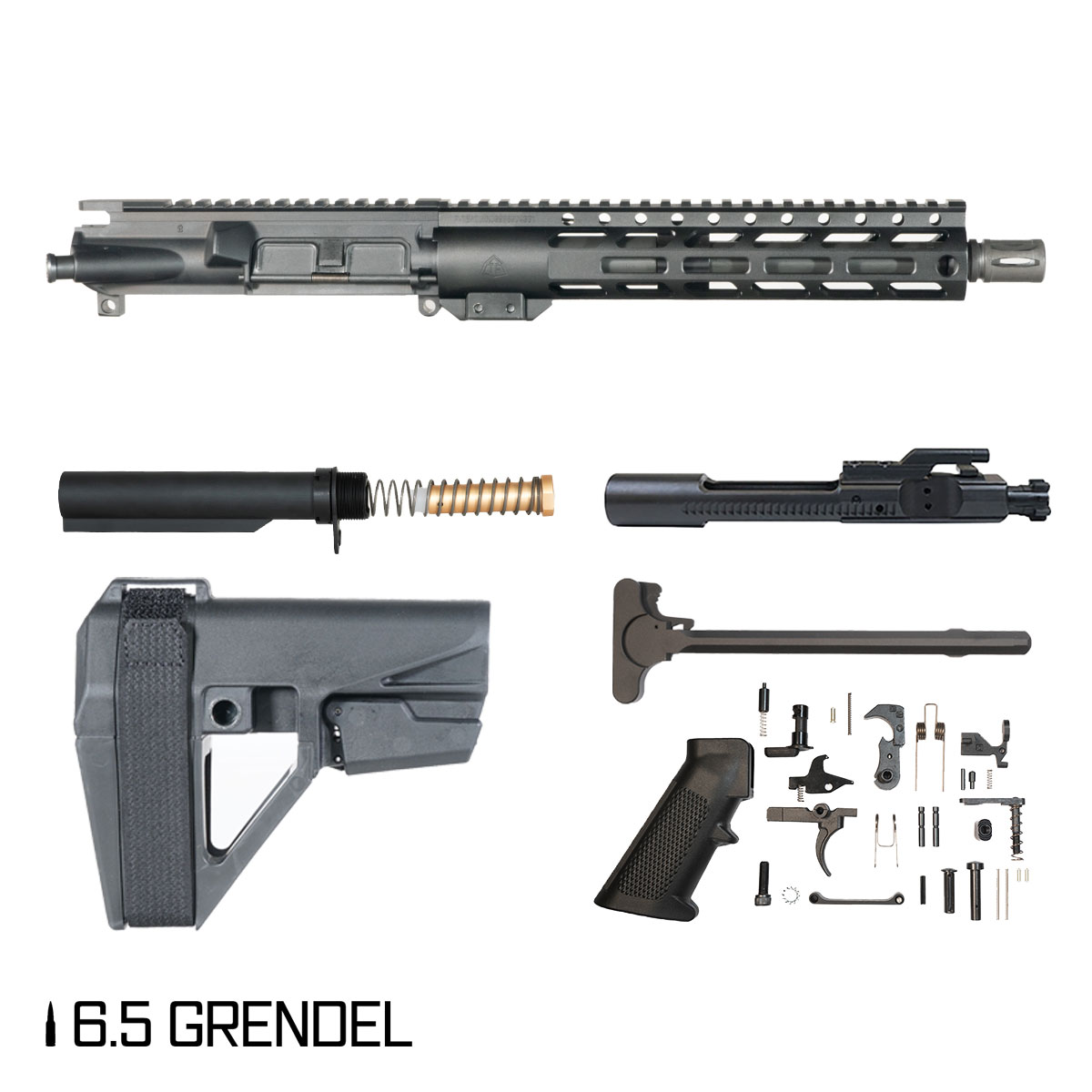 Davidson Defense Planetfall w/SBA5 Brace 10.5-inch Pistol-Gas 1:8 6.5 Grendel AR-15 Freefloat M-Lok Handguard Pistol Full Build Kit