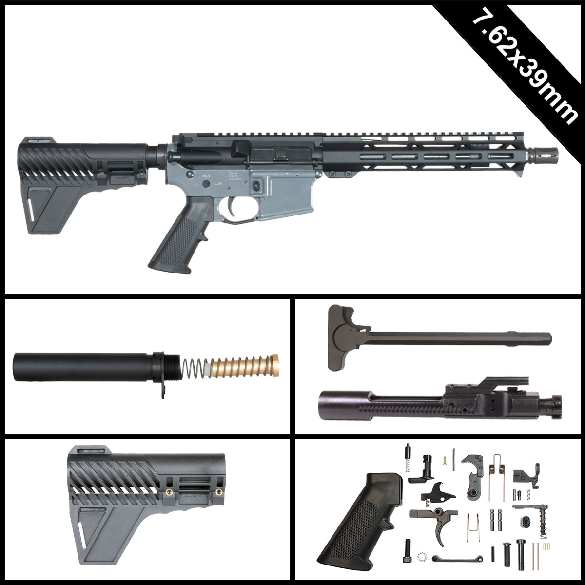 Davidson Defense Steelviper w/Gauntlet Arms Brace 10.5-inch AR-15 7.62x39mm Pistol Full Build Kit
