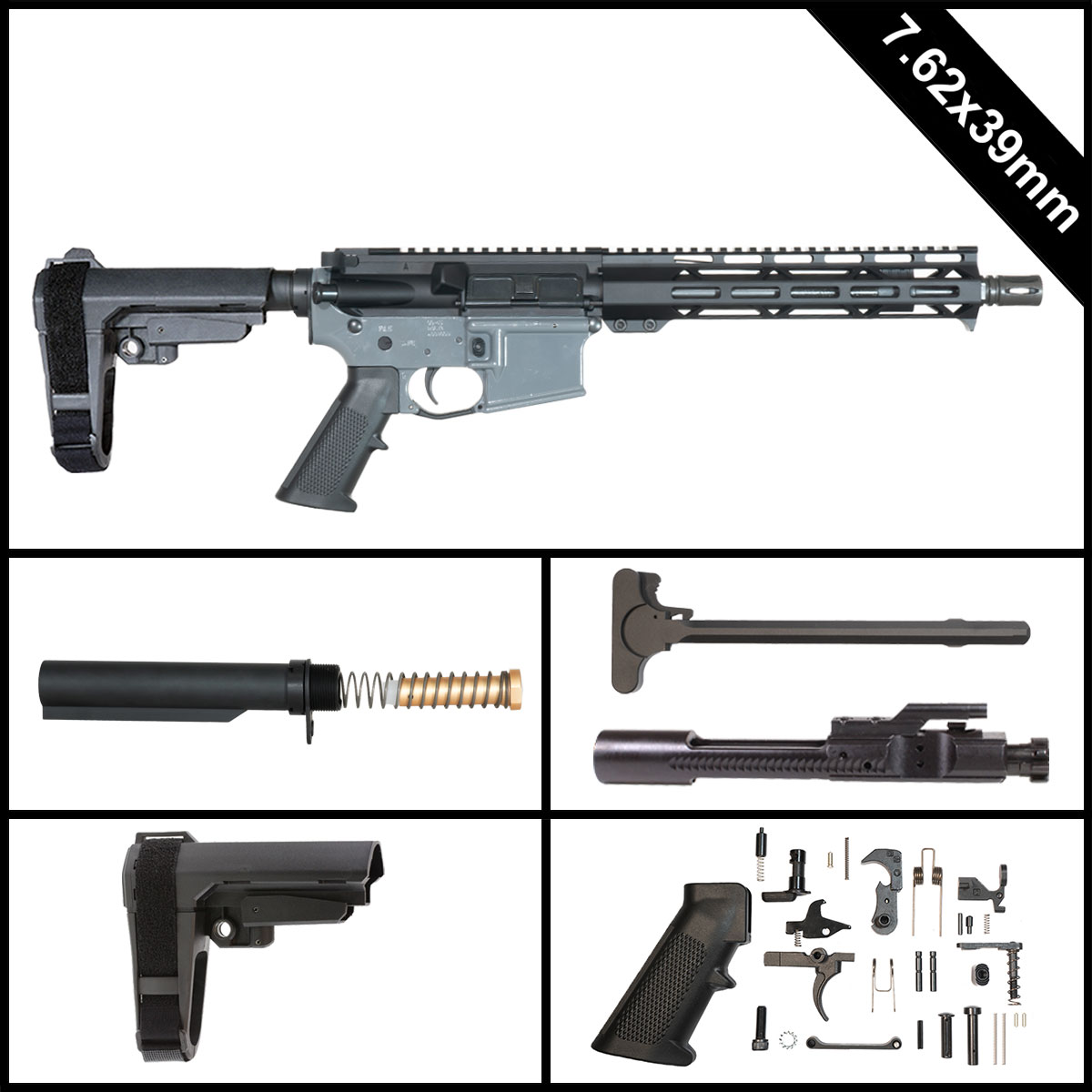 Davidson Defense Steelviper w/SBA3 Brace 10.5-inch AR-15 7.62x39mm Pistol Full Build Kit