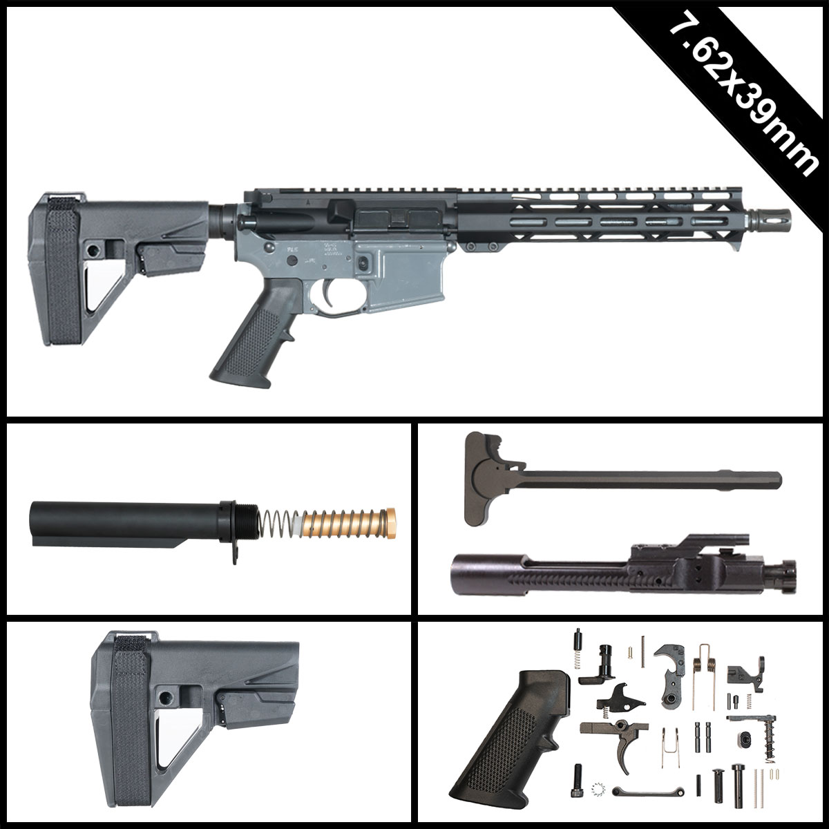 Davidson Defense Steelviper w/SBA5 Brace 10.5-inch AR-15 7.62x39mm Pistol Full Build Kit
