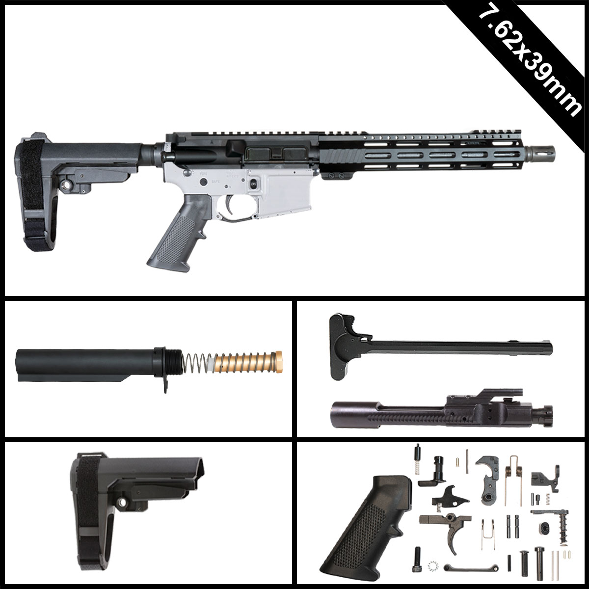 Davidson Defense Mosswalker w/SBA3 Brace 10.5-inch AR-15 7.62x39mm Pistol Full Build Kit