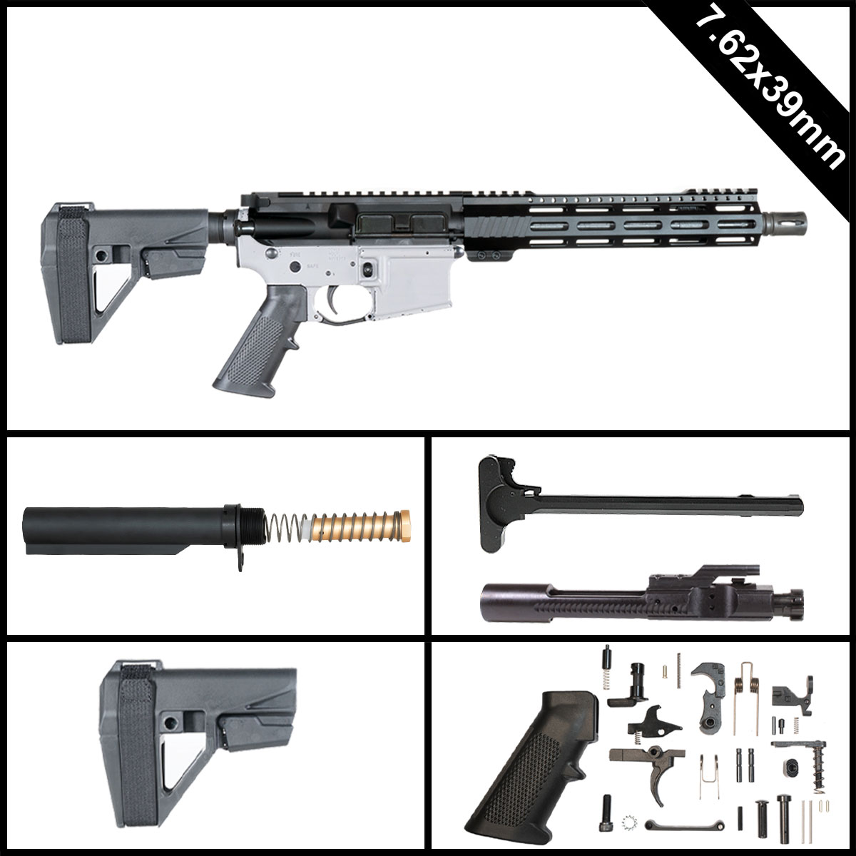 Davidson Defense Mosswalker w/SBA5 Brace 10.5-inch AR-15 7.62x39mm Pistol Full Build Kit