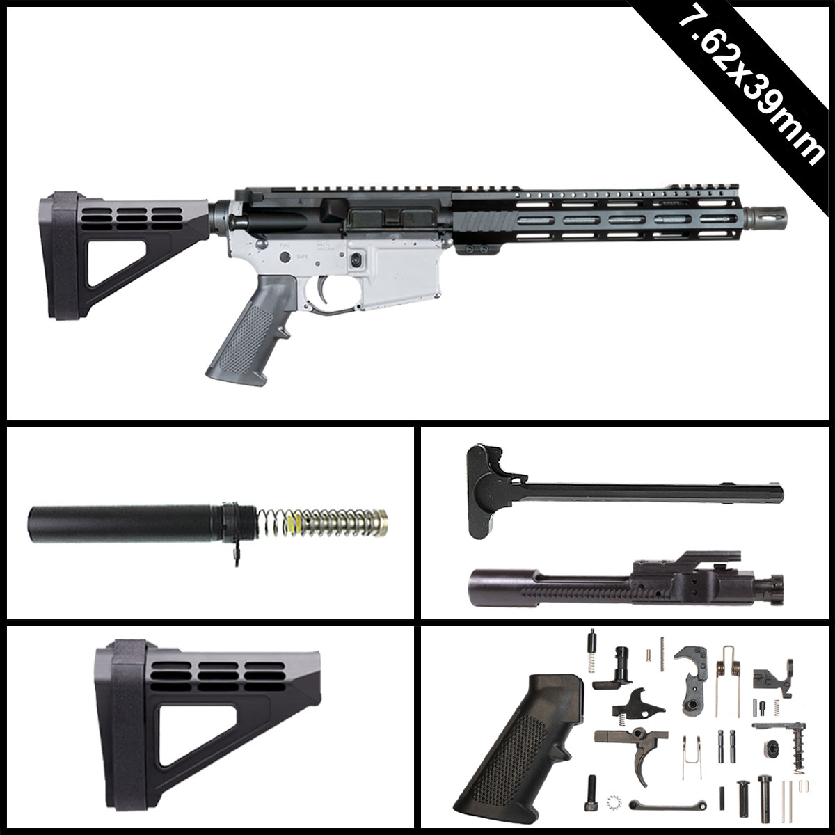 Davidson Defense Mosswalker w/SBM4 Brace 10.5-inch AR-15 7.62x39mm Pistol Full Build Kit