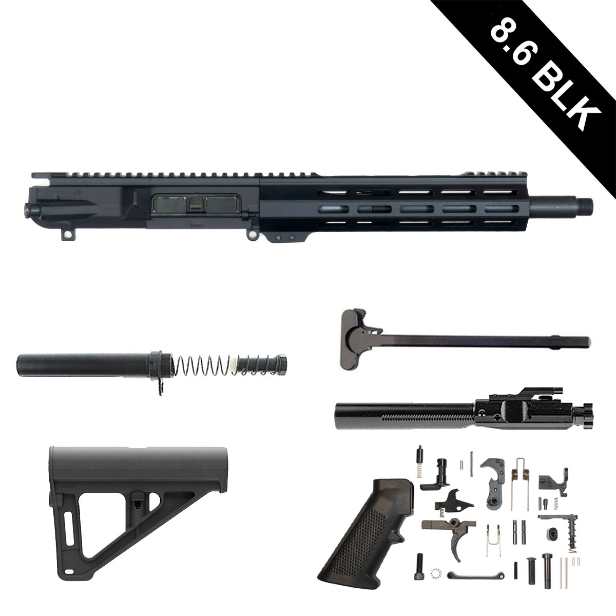DTT Sub-Sonic Boom (Suppressor Ready) w/Magpul BTR Pistol Brace 12.5-inch LR-308 8.6 BLK Pistol Full Build Kit