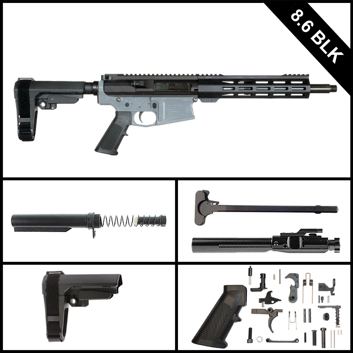Davidson Defense Final Notice Suppressor Ready w/Gauntlet Arms Brace 12.5-inch LR-308 8.6 BLK Pistol Full Build Kit