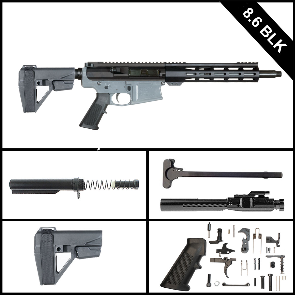  Final Notice Suppressor Ready w/SBA5 Brace 12.5-inch LR-308 8.6 BLK Pistol Full Build Kit
