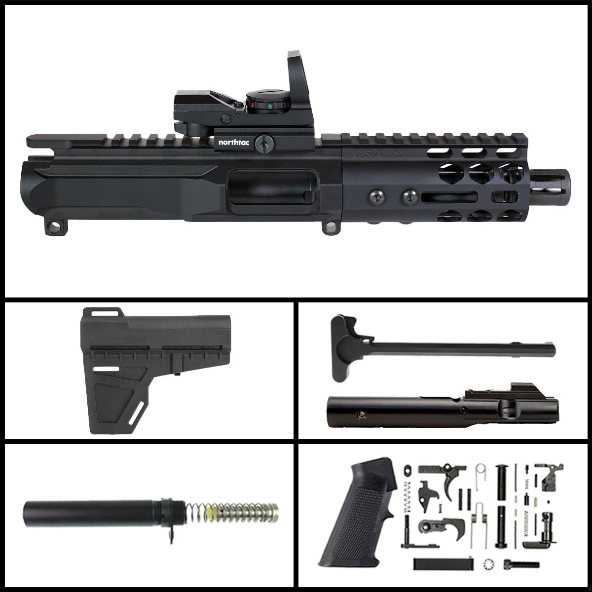 DTT 'X.M.V Gen 2 w/ MVR' 4-inch AR-15 9mm Nitride KAK Pistol Full Build Kit