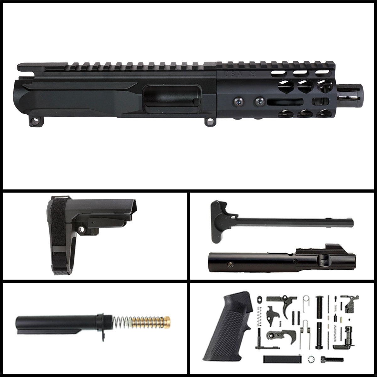 DD 'X.M.V Gen 2' 4-inch AR-15 9mm Nitride SBA3 Pistol Full Build Kit