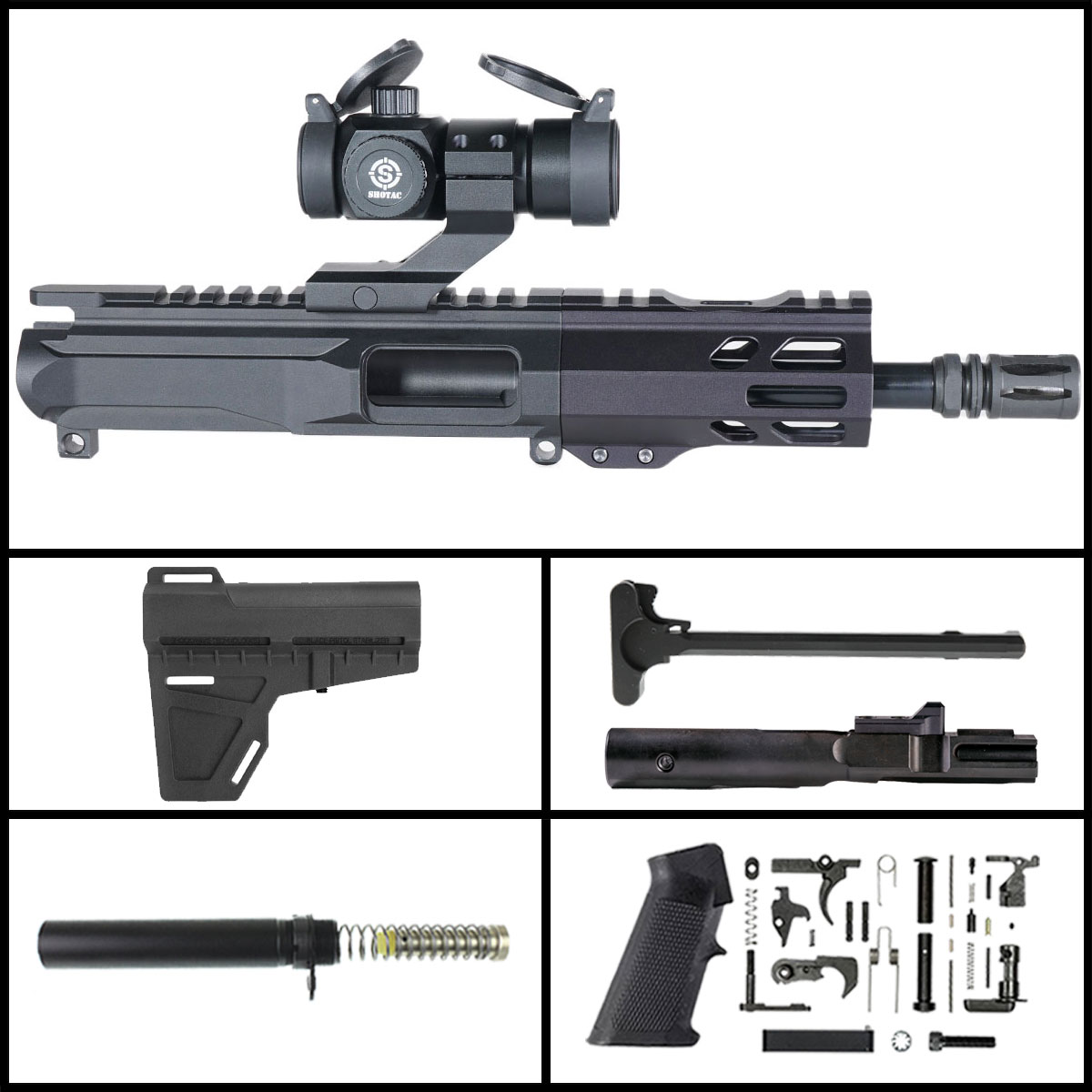 DDS 'Mockingbird Gen 2 w/ Shotac Cantilever' 6-inch AR-15 9mm Nitride Pistol Full Build Kit