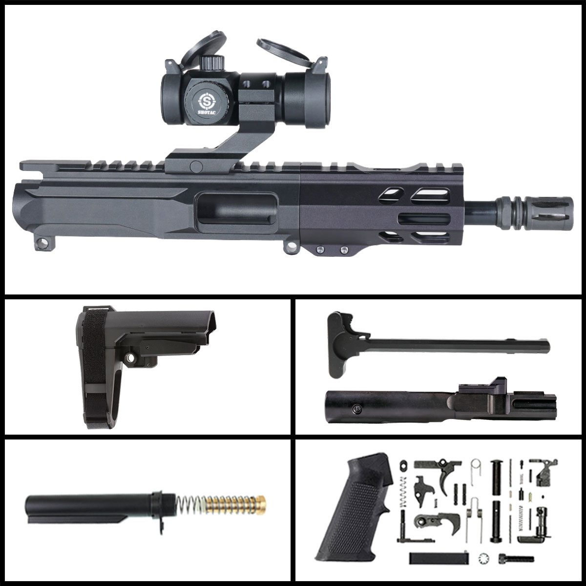 DDS 'Mockingbird Gen 2 w/ Shotac Cantilever' 6-inch AR-15 9mm Nitride Pistol Full Build Kit