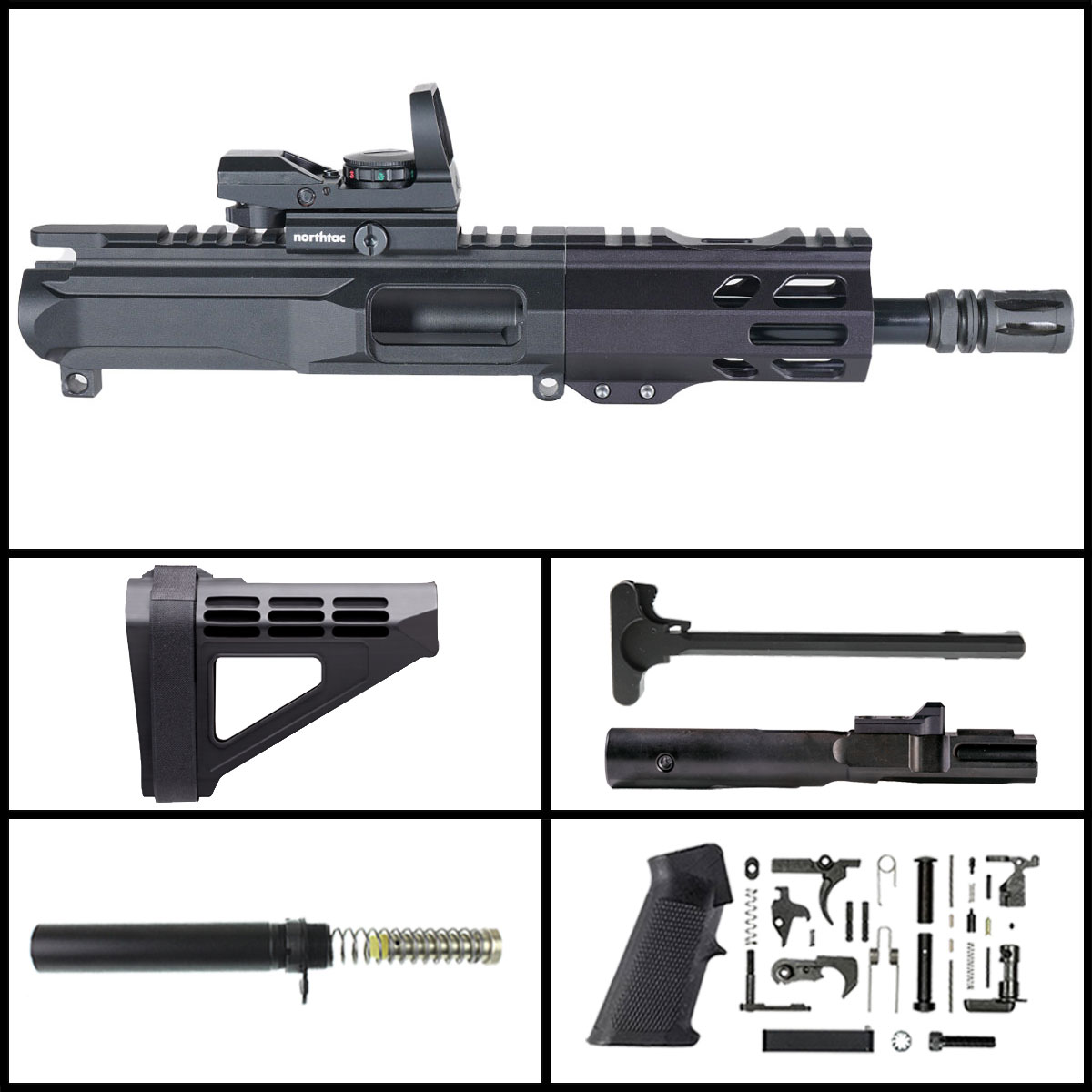 DD 'Mockingbird Gen 2 w/ MVR' 6-inch AR-15 9mm Nitride Pistol Full Build Kit