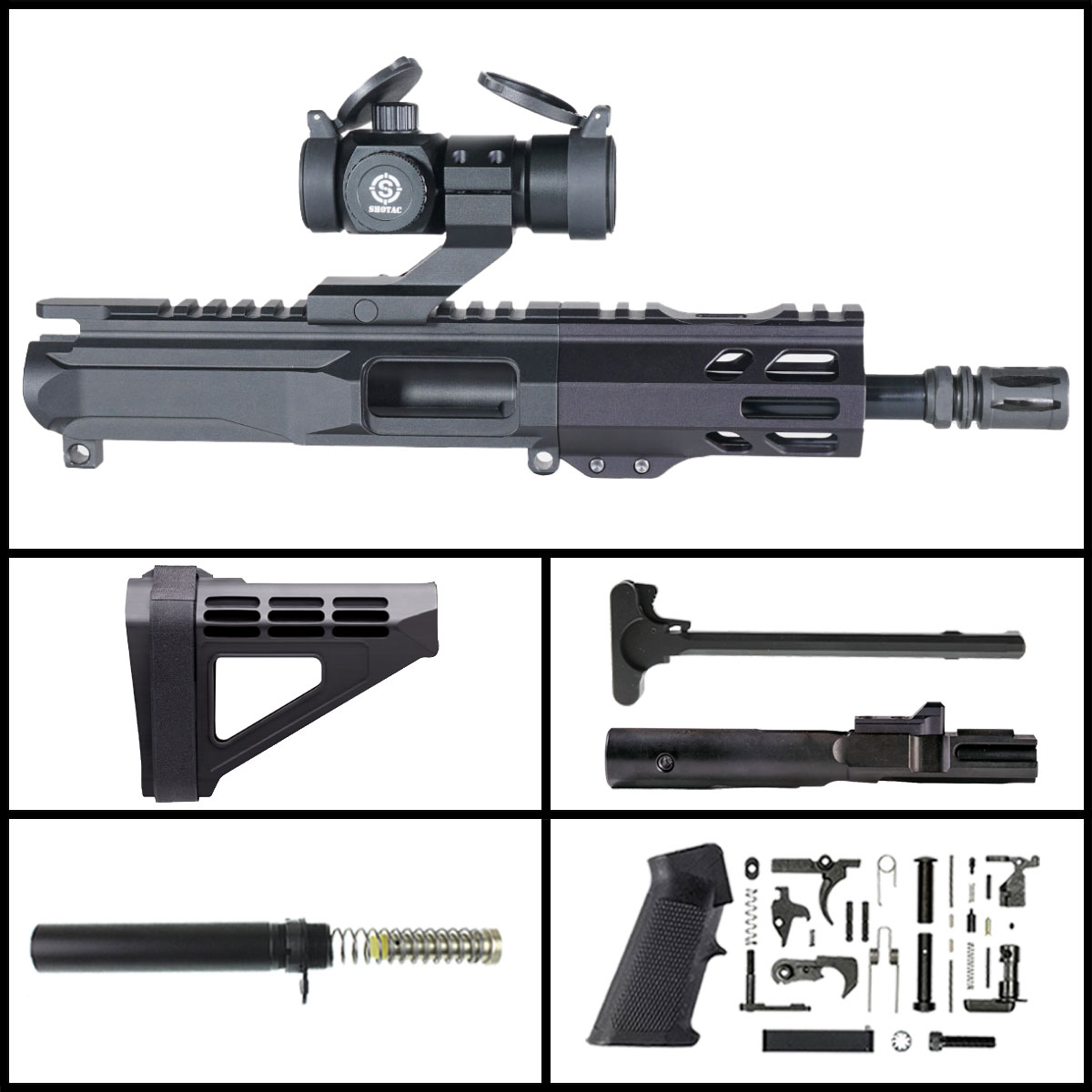 DD 'Mockingbird Gen 2 w/ Shotac Cantilever' 6-inch AR-15 9mm Nitride Pistol Full Build Kit
