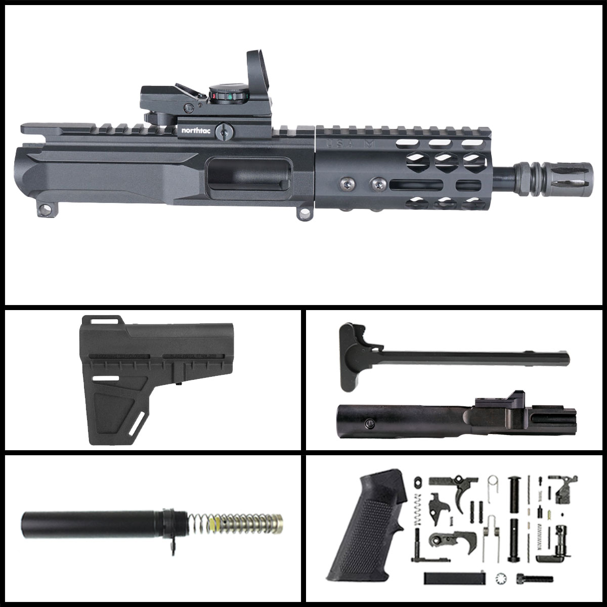 DDS 'Mockingbird Gen 3 w/ MVR' 6-inch AR-15 9mm Nitride Pistol Full Build Kit