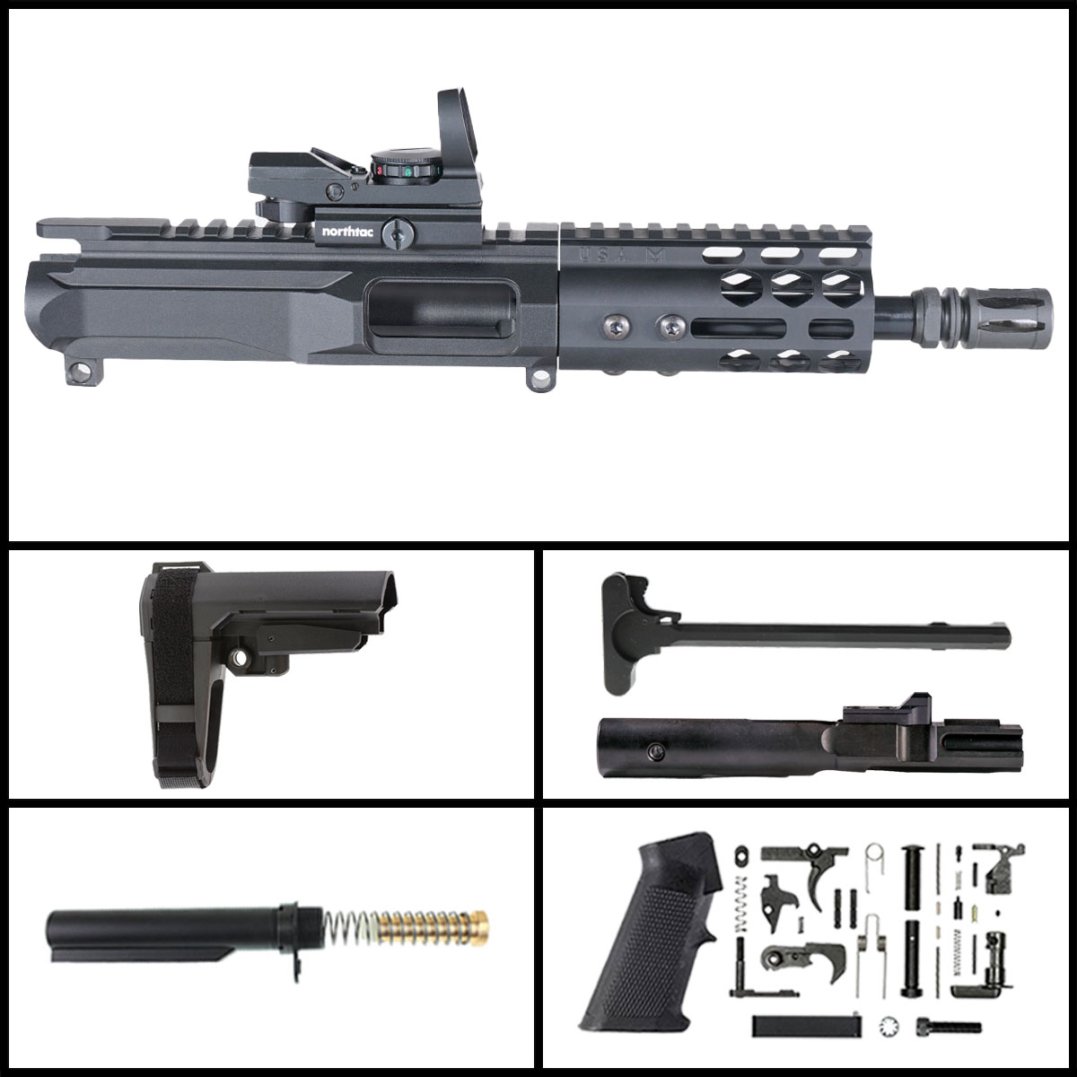 MMC 'Mockingbird Gen 3 w/ MVR' 6-inch AR-15 9mm Nitride Pistol Full Build Kit