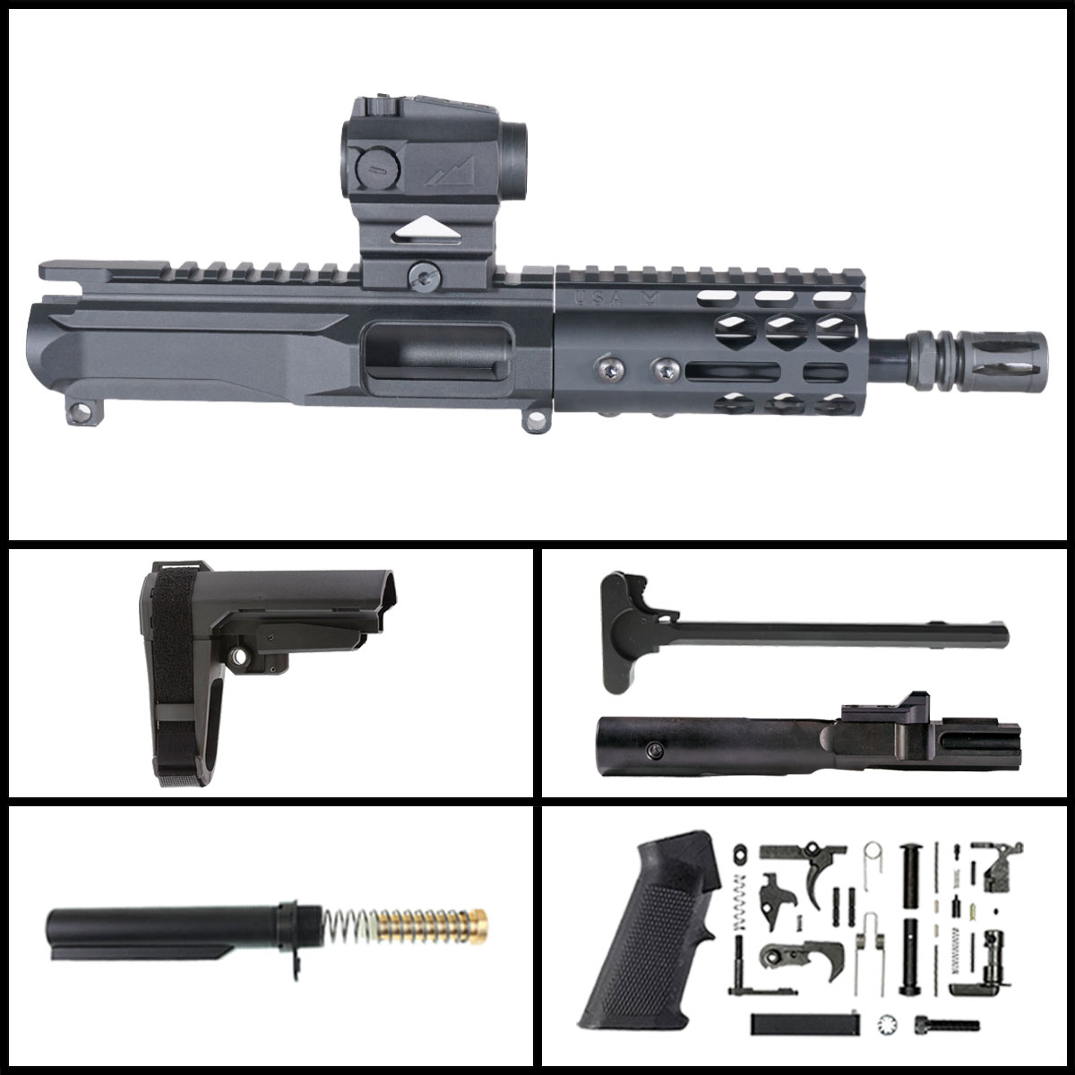 DTT 'H.V.T Gen 2 w/ Northtac P12' 6-inch AR-15 9mm Nitride Pistol Full Build Kit