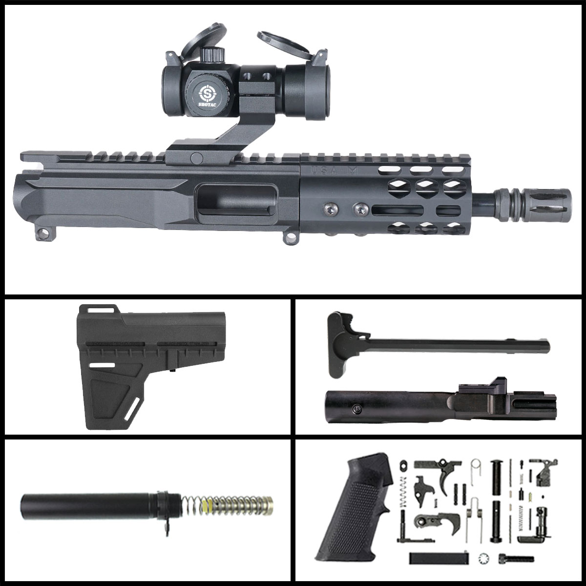 MMC 'Mockingbird Gen 3 w/ Shotac Cantilever' 6-inch AR-15 9mm Nitride Pistol Full Build Kit