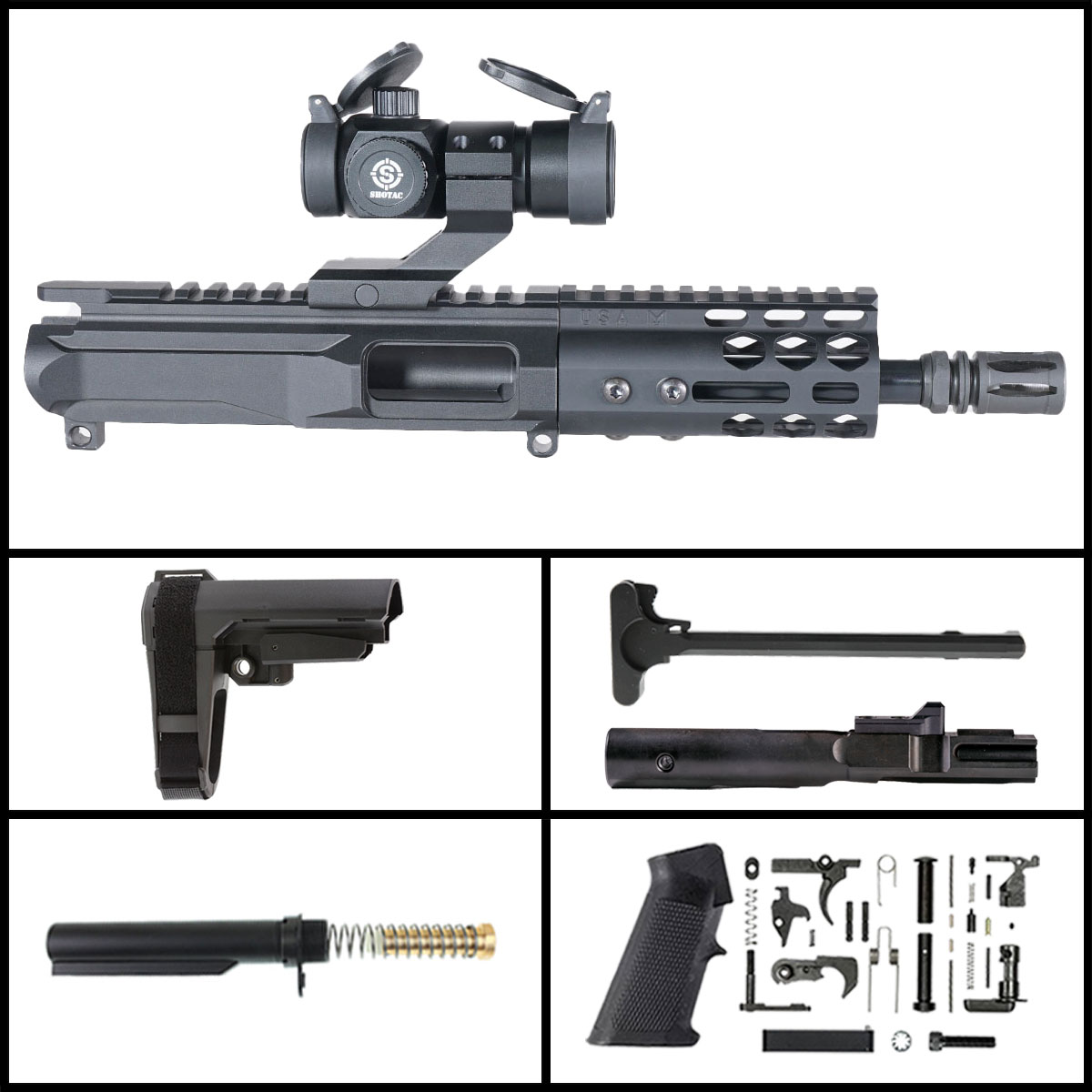 DDS 'Mockingbird Gen 3 w/ Shotac Cantilever' 6-inch AR-15 9mm Nitride Pistol Full Build Kit