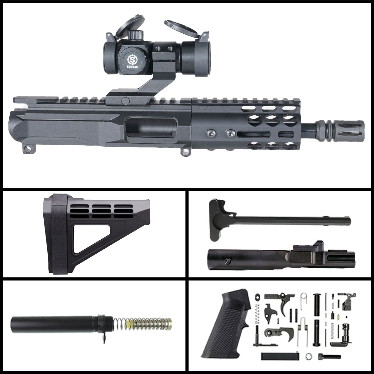 DTT 'H.V.T Gen 2 w/ Shotac Cantilever' 6-inch AR-15 9mm Nitride Pistol Full Build Kit