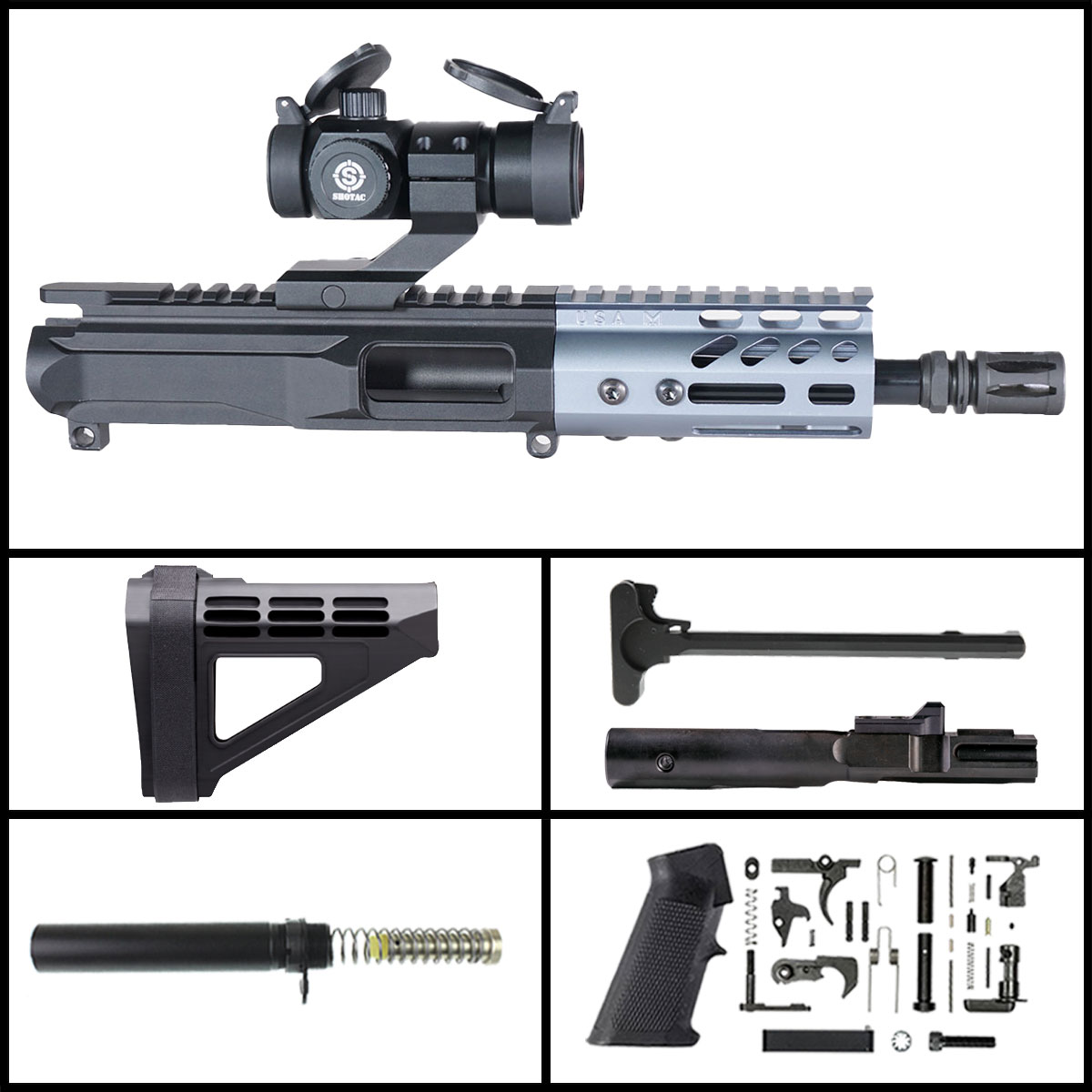 MMC 'Mockingbird Gen 1 w/ Shotac Cantilever' 6-inch AR-15 9mm Nitride Pistol Full Build Kit