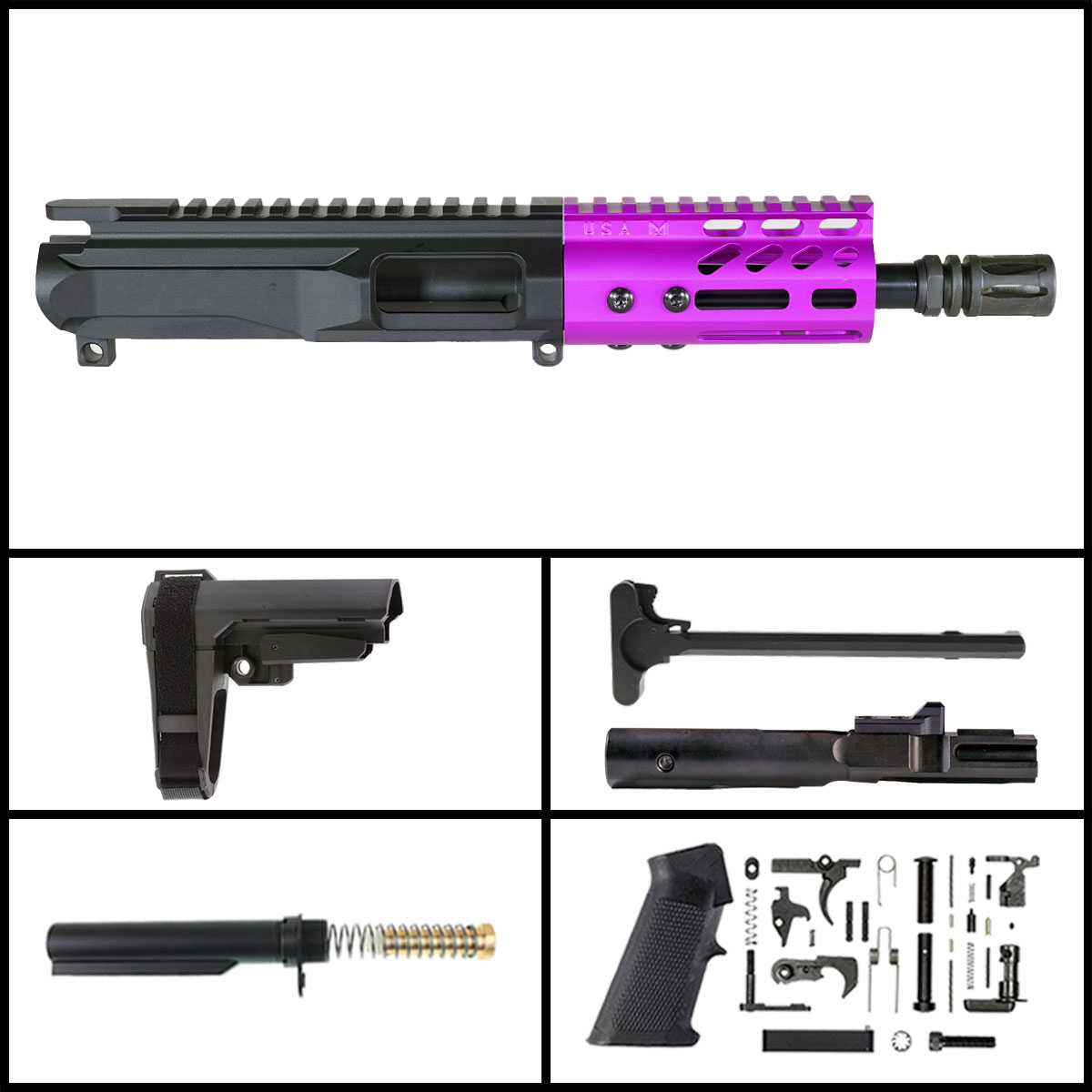 Davidson Defense 'Lightshow Micro - Purple' 6-inch AR-15 9mm Nitride  Pistol Full Build Kit
